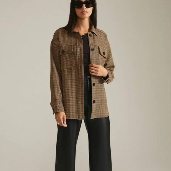 Anthropologie Current Air Shacket Houndstooth Size Large - Picture 3 of 7
